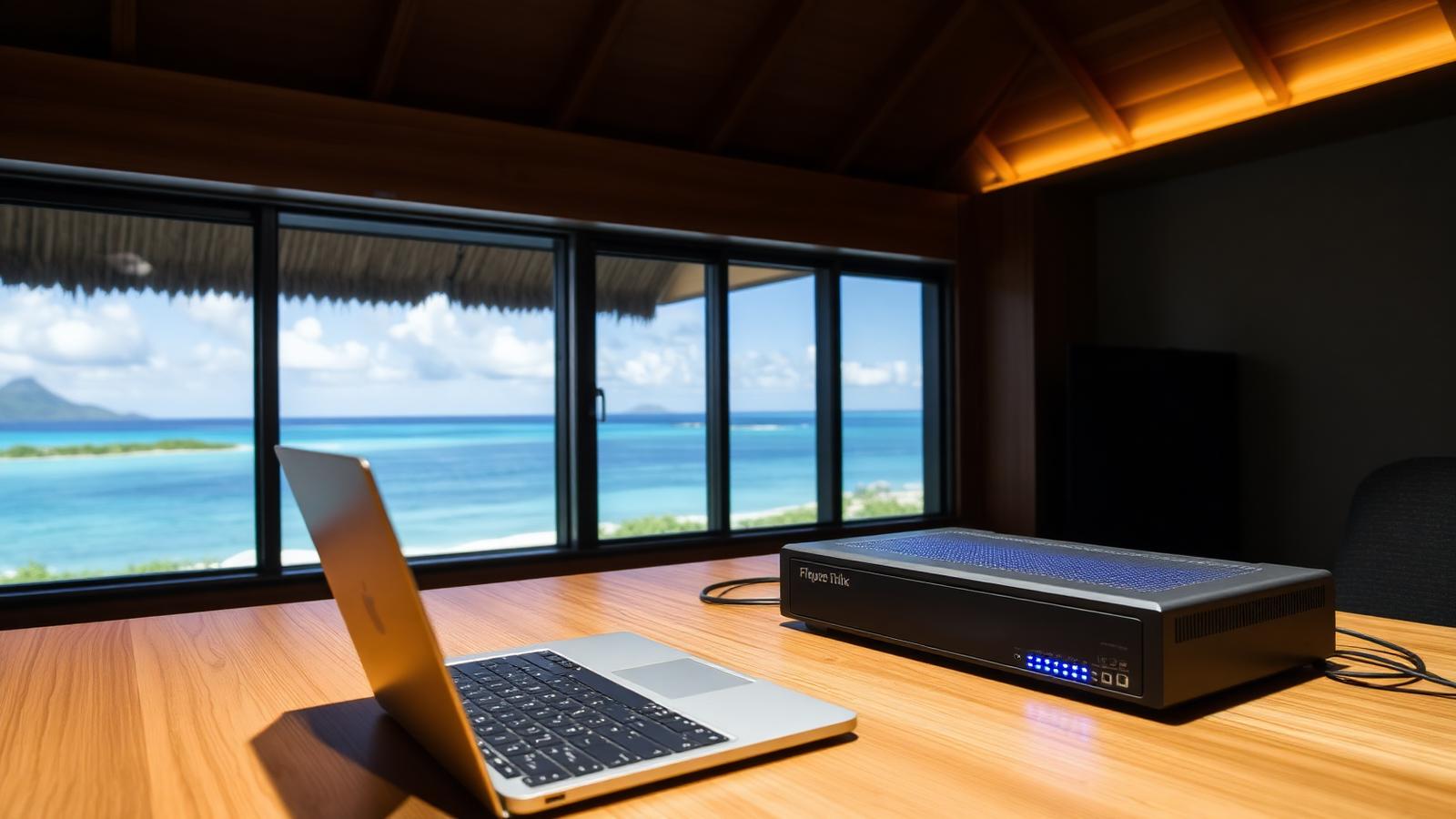 Business meeting in a coastal office