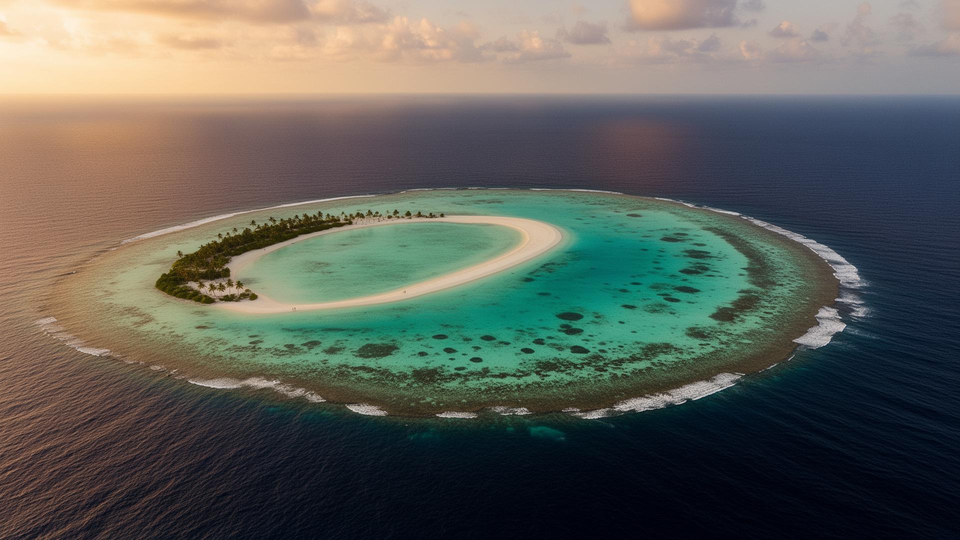 Aerial view of a Kiribati atoll